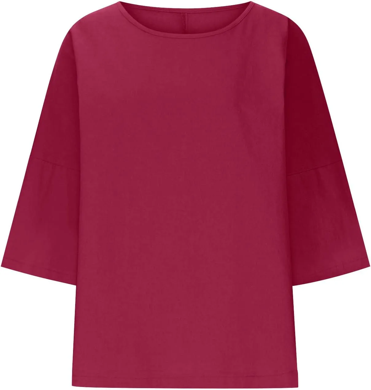 Cotton Linen T Shirt for Women Fashion 3/4 Sleeve Crewneck Tops Summer Loose Comfy Blouses 2025 Outdoor Lounge Outfit