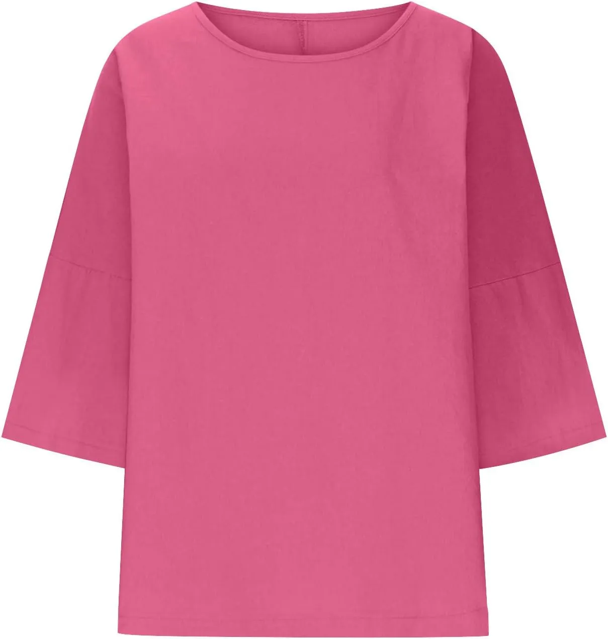 Cotton Linen T Shirt for Women Fashion 3/4 Sleeve Crewneck Tops Summer Loose Comfy Blouses 2025 Outdoor Lounge Outfit