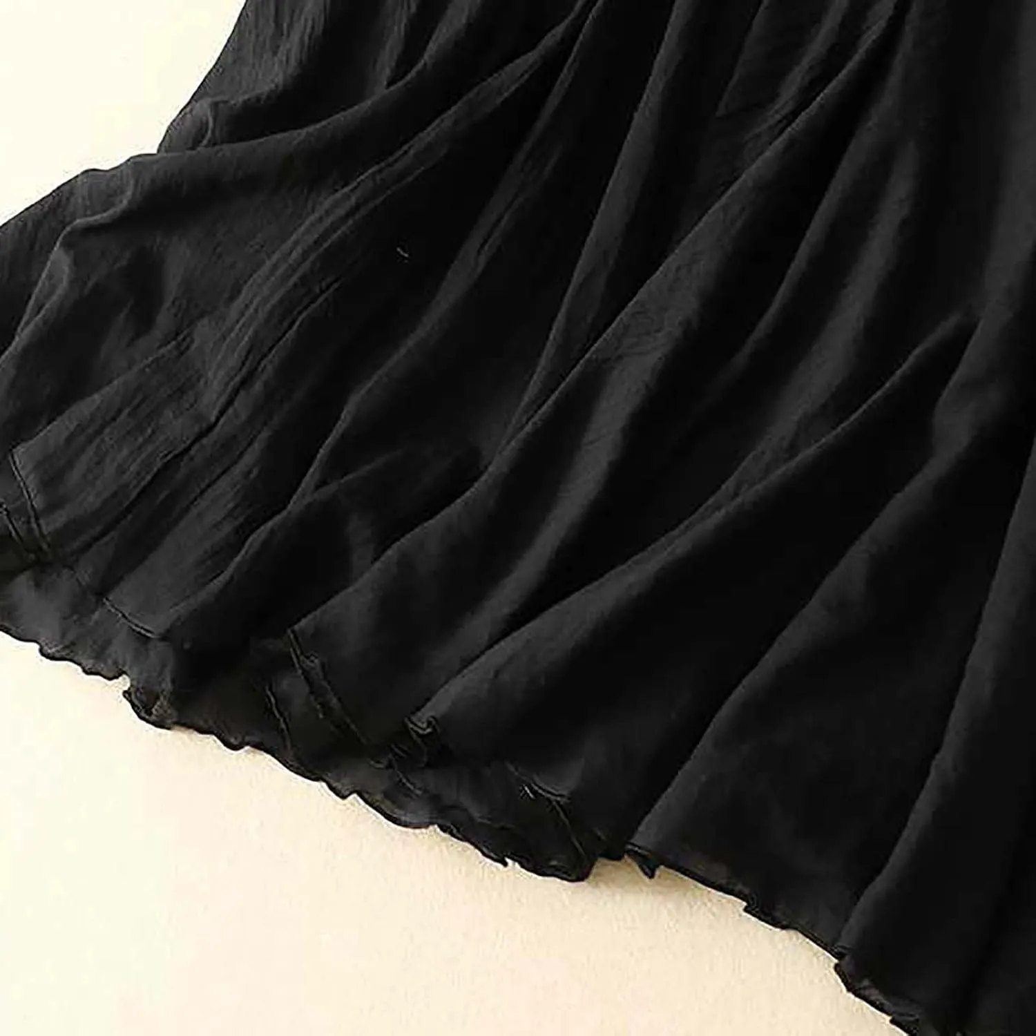 Cotton Skirts for Women Trendy Elegant Elastic High Waist A Line Layered Ruffle Flowy Fairy Swing Pleated Maxi Skirt