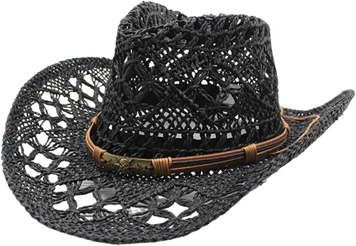 Cowboy Hat,Cowgirl Hat,Beach Cowboy Hats for Women/Mens/Straw Wide with Shapeable Brim Cowgirl Hat for Womens