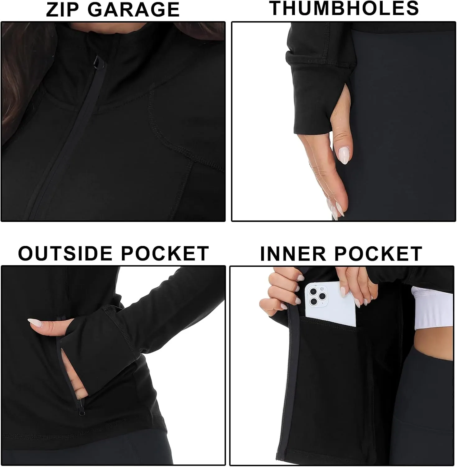 COZZIPLUS Women Zip up Athletic Running Jacket Lightweight Workout Yoga Top with Thumb Holes and Pocket