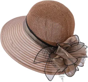 Derby Hat Church Dress for Women Tea Party Church Wedding Fascinator Hat Veil Wide Brim Bowler Hat Sun Hats