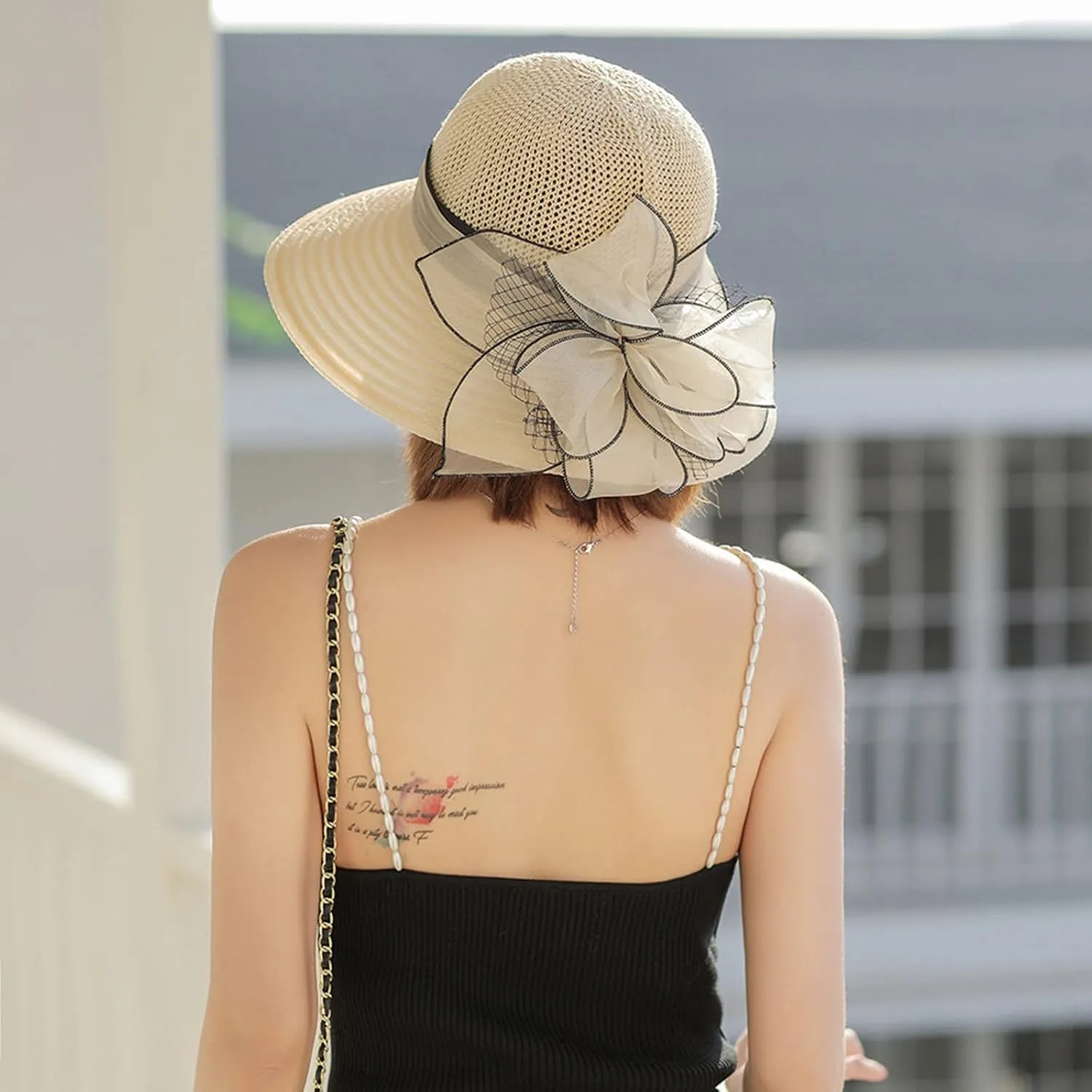 Derby Hat Women Organza Fascinator Church Bridal Wedding Tea Party Hat Elegant Wide Brim Sunhat Easter Outfit