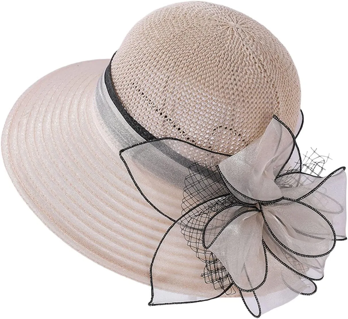 Derby Hat Women Organza Fascinator Church Bridal Wedding Tea Party Hat Elegant Wide Brim Sunhat Easter Outfit