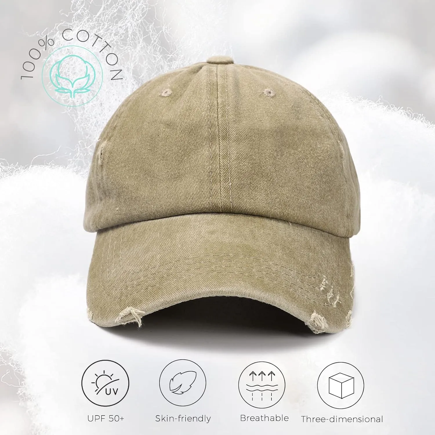 Distressed Baseball Cap Dad Hats for Men Women Vintage Washed Cotton Trucker Hat Adjustable Low Profile Ball Caps
