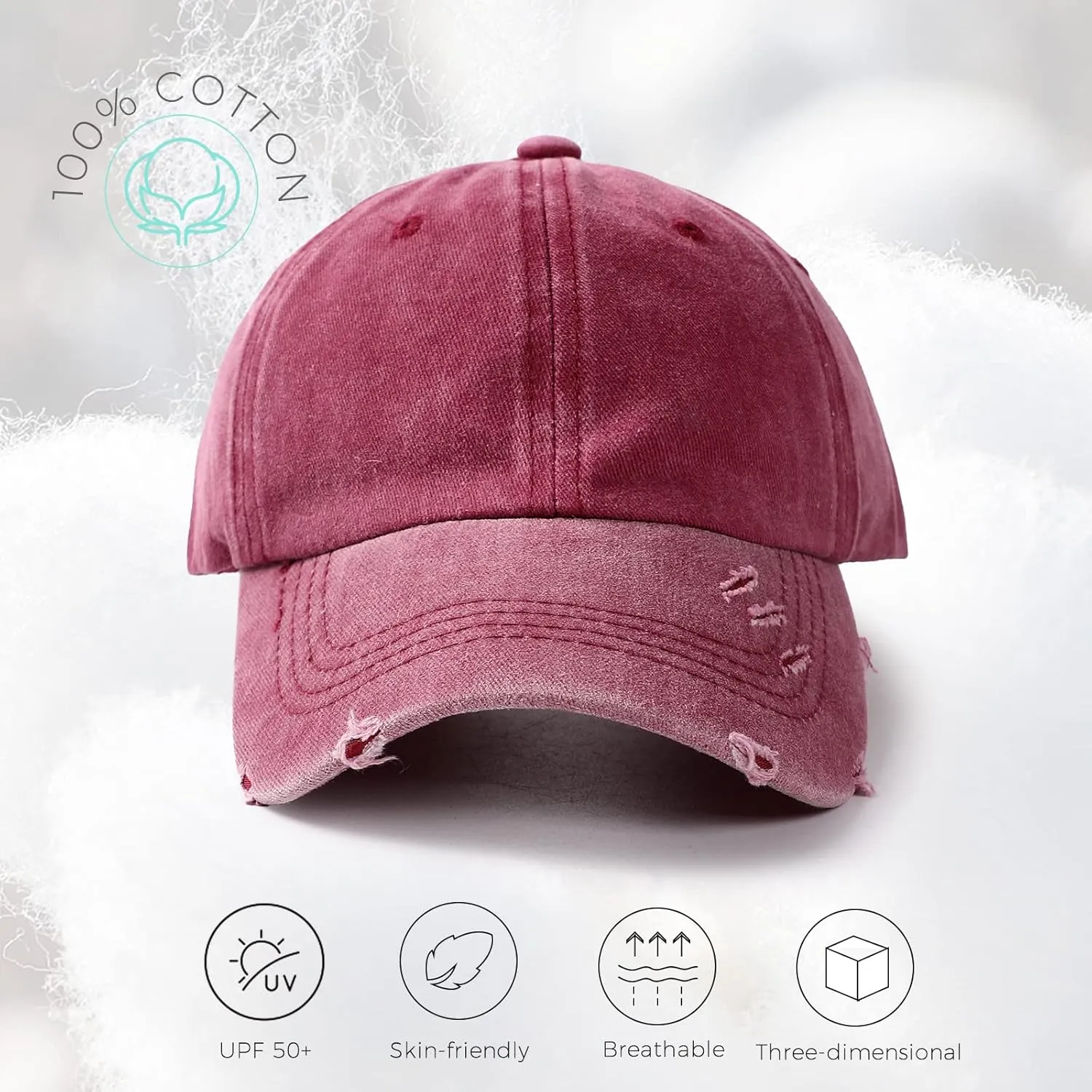 Distressed Baseball Cap Dad Hats for Men Women Vintage Washed Cotton Trucker Hat Adjustable Low Profile Ball Caps