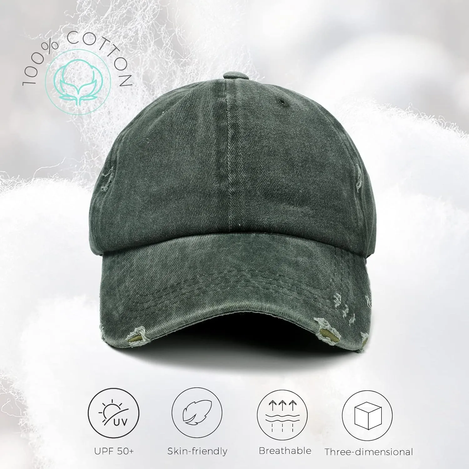 Distressed Baseball Cap Dad Hats for Men Women Vintage Washed Cotton Trucker Hat Adjustable Low Profile Ball Caps