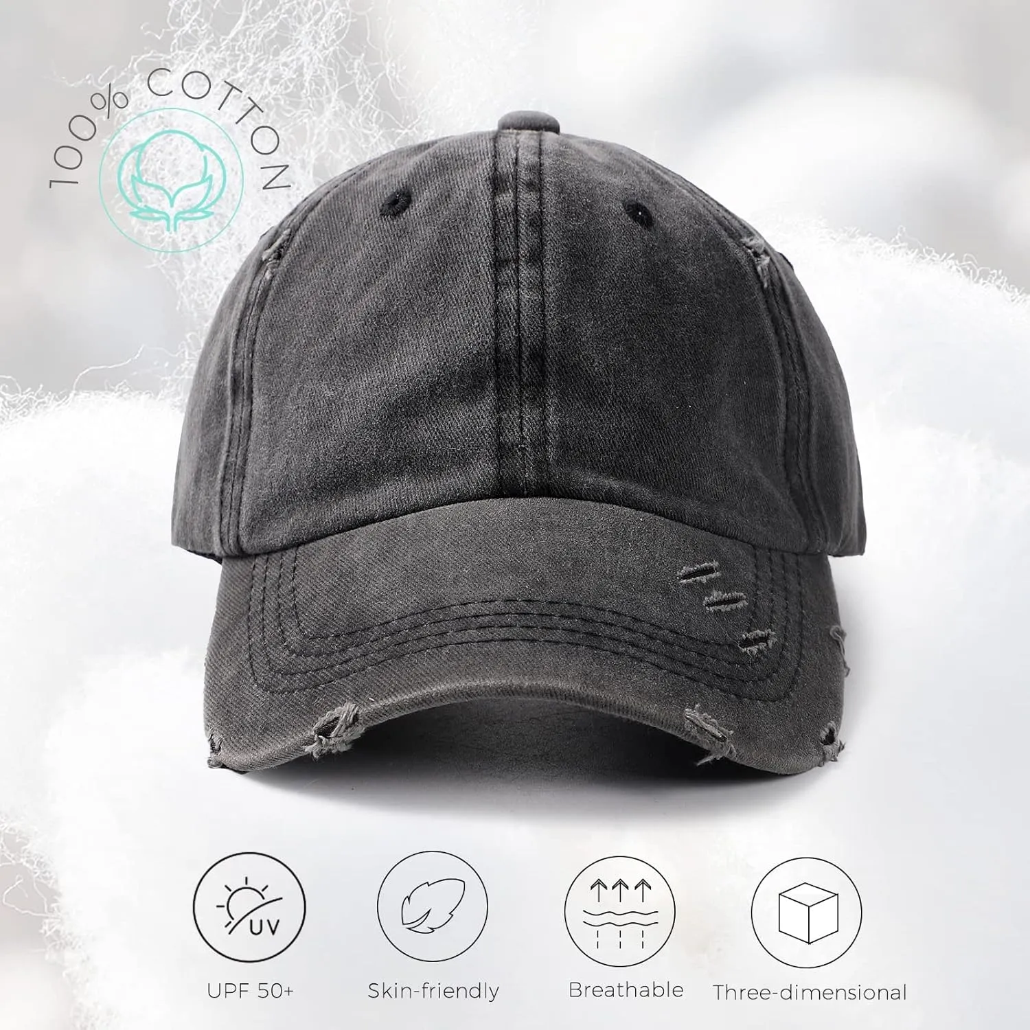 Distressed Baseball Cap Dad Hats for Men Women Vintage Washed Cotton Trucker Hat Adjustable Low Profile Ball Caps