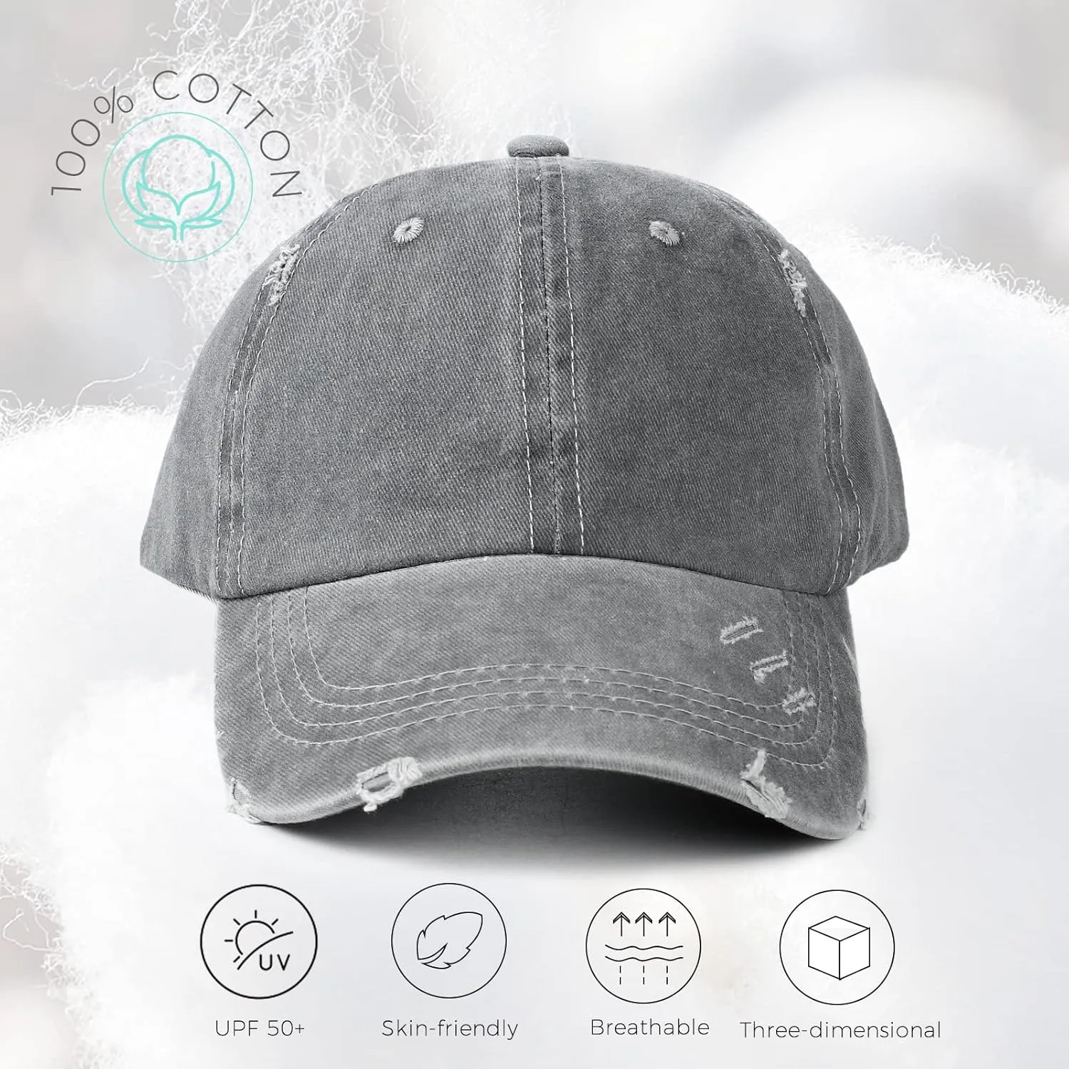 Distressed Baseball Cap Dad Hats for Men Women Vintage Washed Cotton Trucker Hat Adjustable Low Profile Ball Caps
