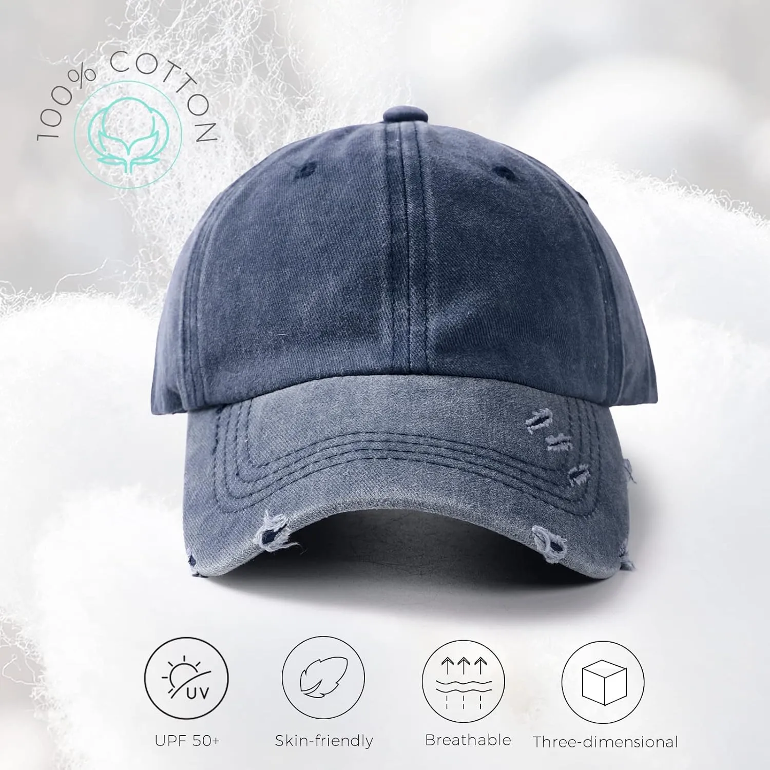 Distressed Baseball Cap Dad Hats for Men Women Vintage Washed Cotton Trucker Hat Adjustable Low Profile Ball Caps