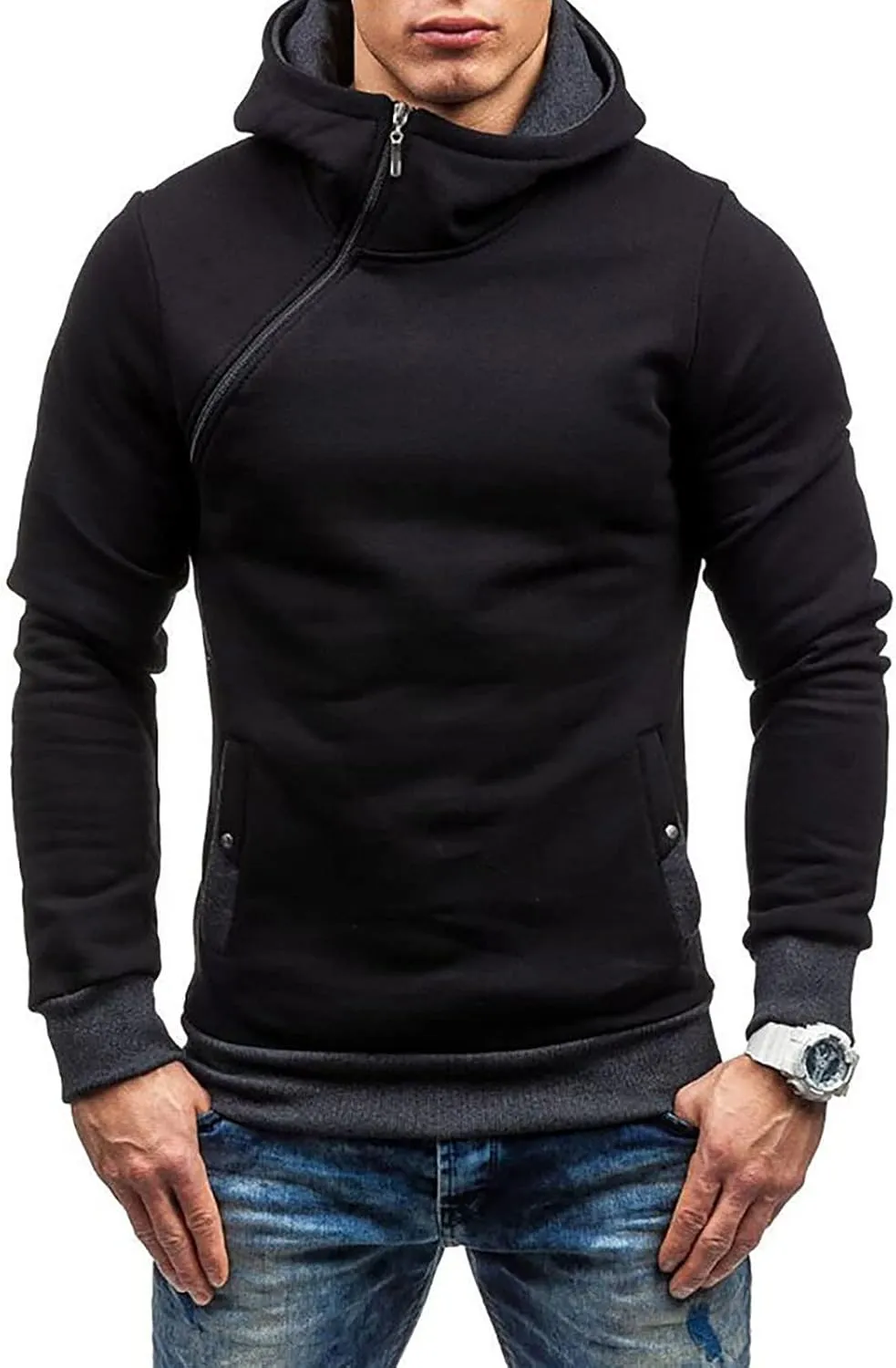 Dudubaby Fleece Hoodies For Men Men'S Casual Camouflage Sports Sweatshirt Long Sleeve Zipper Hooded Jacket Coat