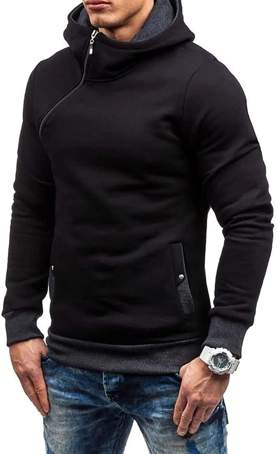 Dudubaby Fleece Hoodies For Men Men'S Casual Camouflage Sports Sweatshirt Long Sleeve Zipper Hooded Jacket Coat