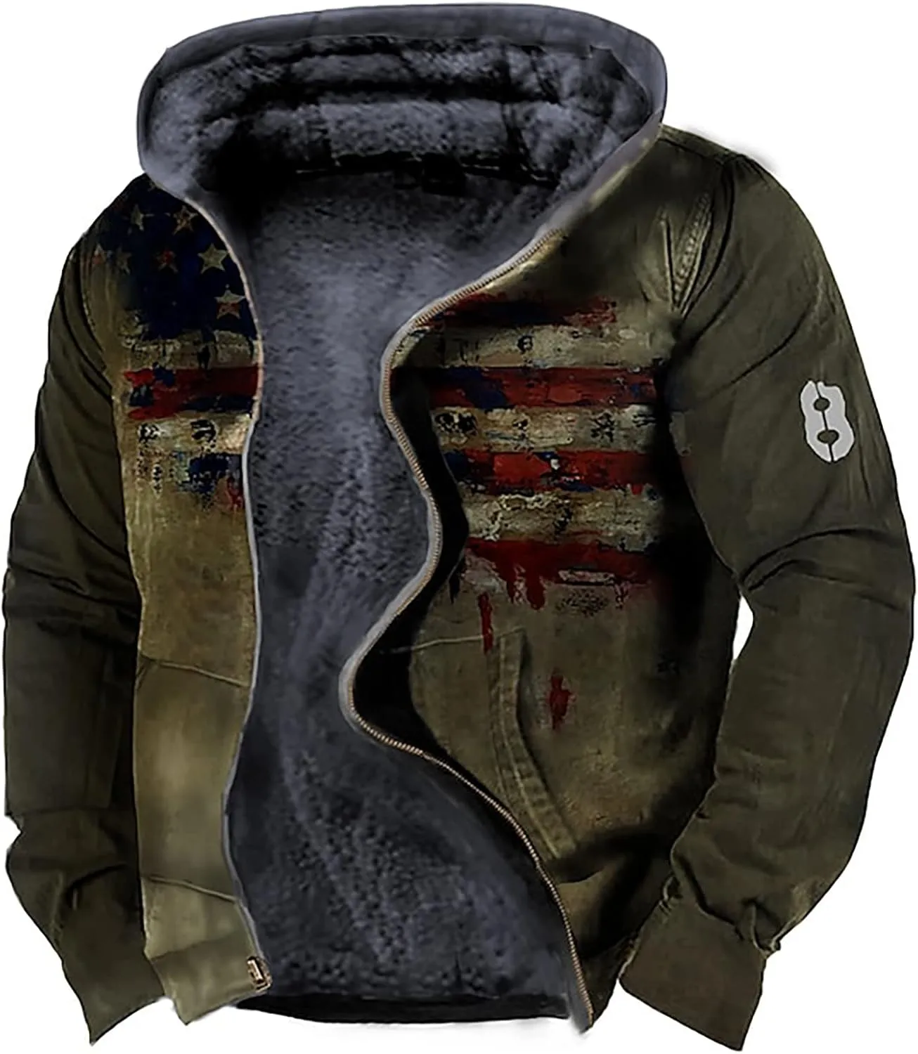 Dudubaby Long Fleece Hoodie Softest Hoodie Men'S Casual Camouflage Sports Sweatshirt Long Sleeve Zipper Hooded Jacket Coat