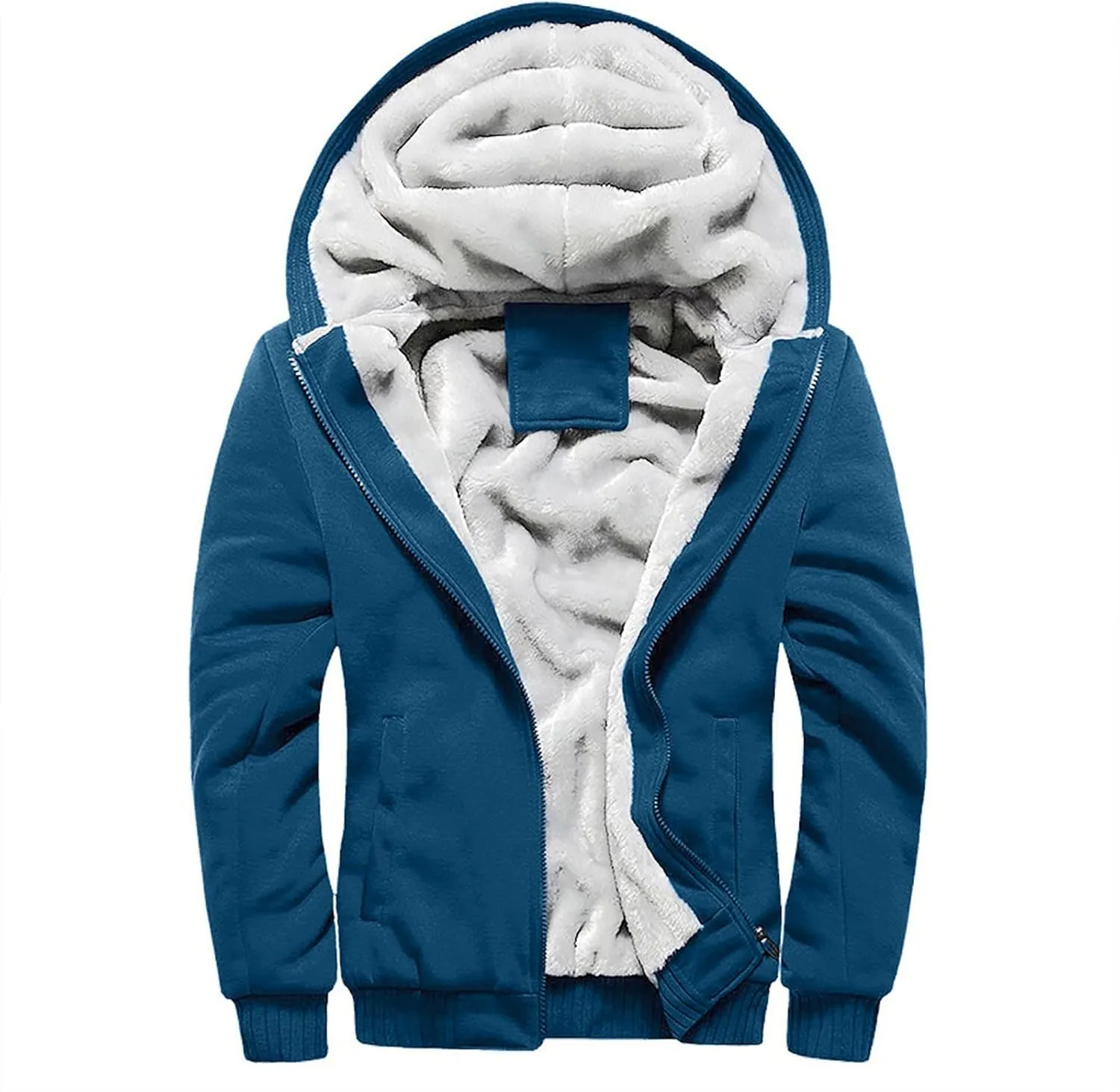 DuDubaby Men Long Sleeve Hoodie Hoodie Winter Warm Fleece Zipper Sweater Jacket Outwear Coat