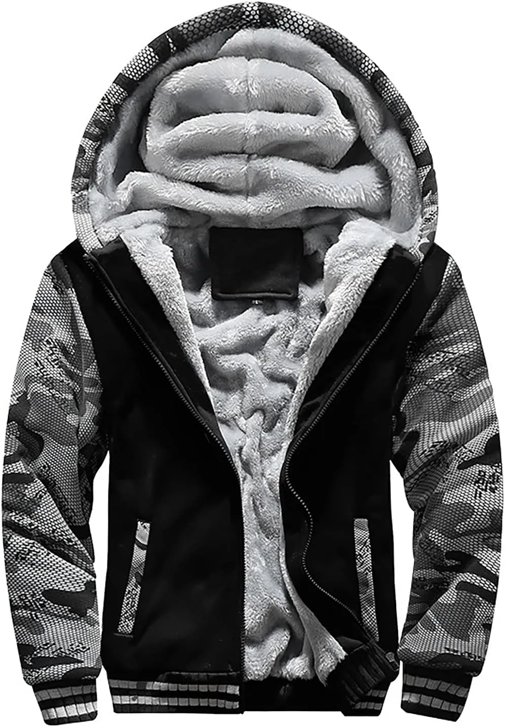 DuDubaby Men's Autumn and Winter Color Loose Casual Plush Jacket
