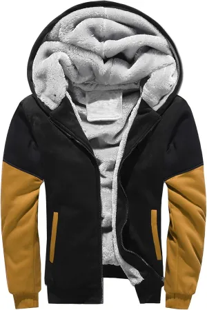 DuDubaby Men's Autumn and Winter Color Loose Casual Plush Jacket
