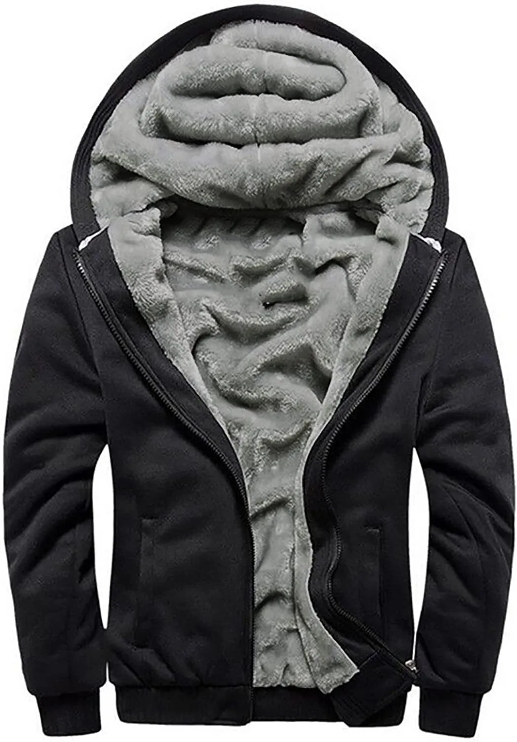 DuDubaby Men's Autumn and Winter Color Loose Casual Plush Jacket