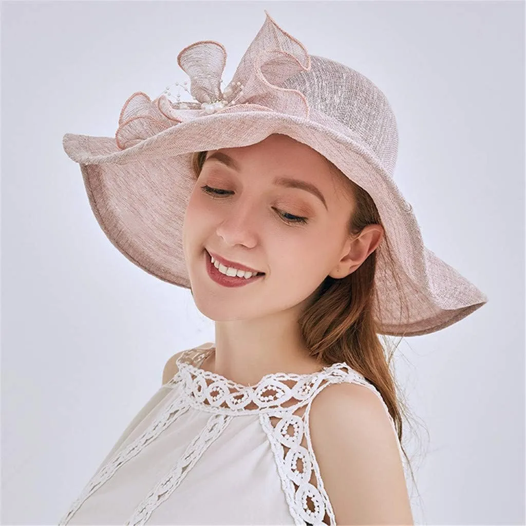 Easter Hats for Women Church Derby Fascinators Tea Party Hat Dressy Wide Brim Lightweight Beach Sunhat
