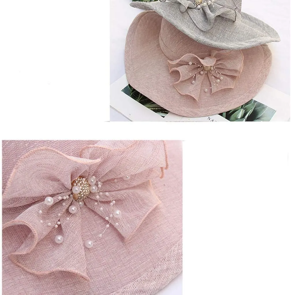 Easter Hats for Women Church Derby Fascinators Tea Party Hat Dressy Wide Brim Lightweight Beach Sunhat