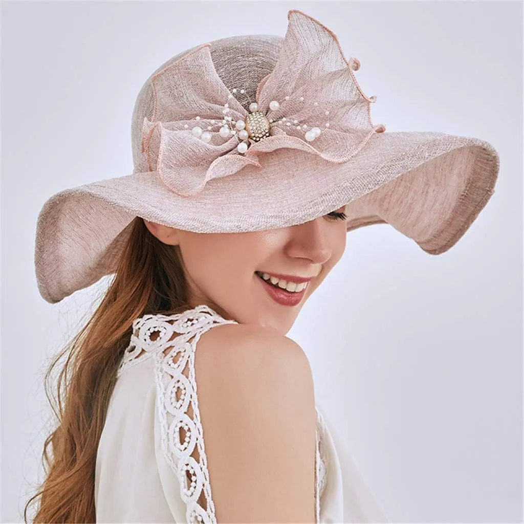 Easter Hats for Women Church Derby Fascinators Tea Party Hat Dressy Wide Brim Lightweight Beach Sunhat