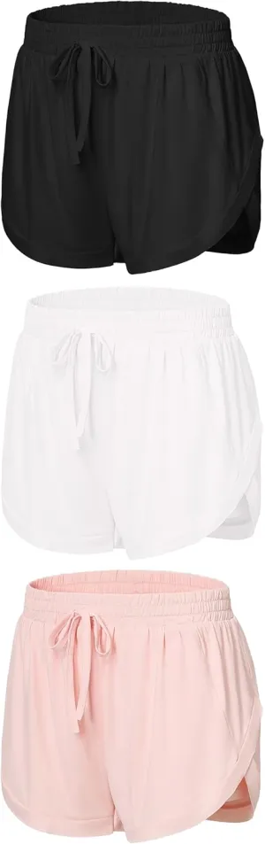 EXARUS Girls Shorts Running Athletic 2 in 1 Workout Dolphin with Pockets Sports Cheer Track for Kids 6-14Y
