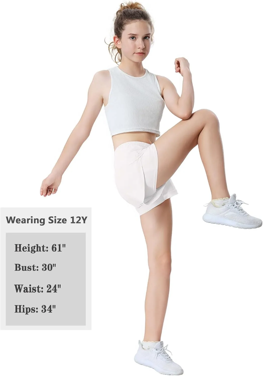 EXARUS Girls Shorts Running Athletic 2 in 1 Workout Dolphin with Pockets Sports Cheer Track for Kids 6-14Y