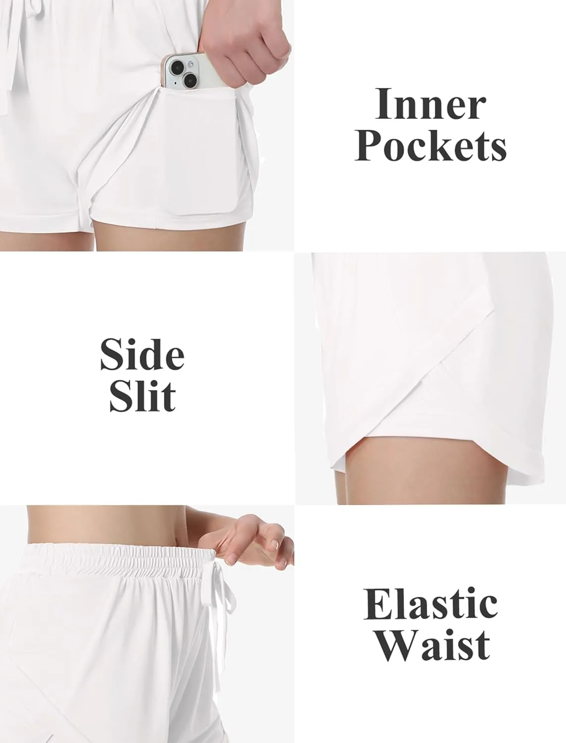 EXARUS Girls Shorts Running Athletic 2 in 1 Workout Dolphin with Pockets Sports Cheer Track for Kids 6-14Y