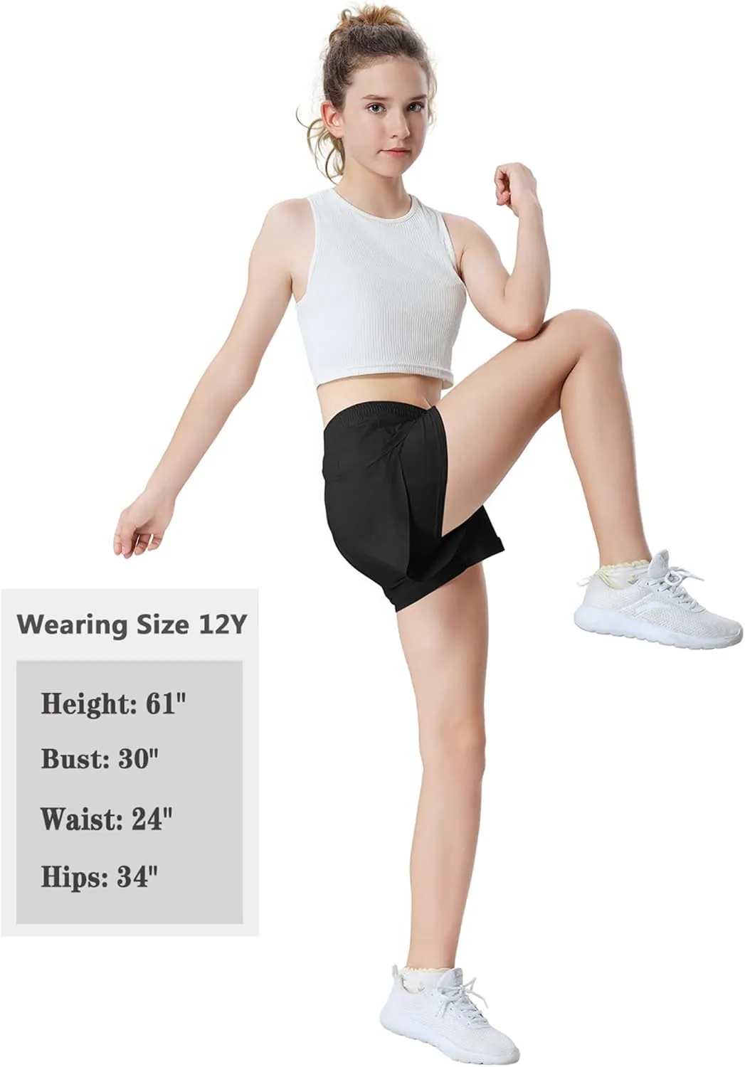 EXARUS Girls Shorts Running Athletic 2 in 1 Workout Dolphin with Pockets Sports Cheer Track for Kids 6-14Y