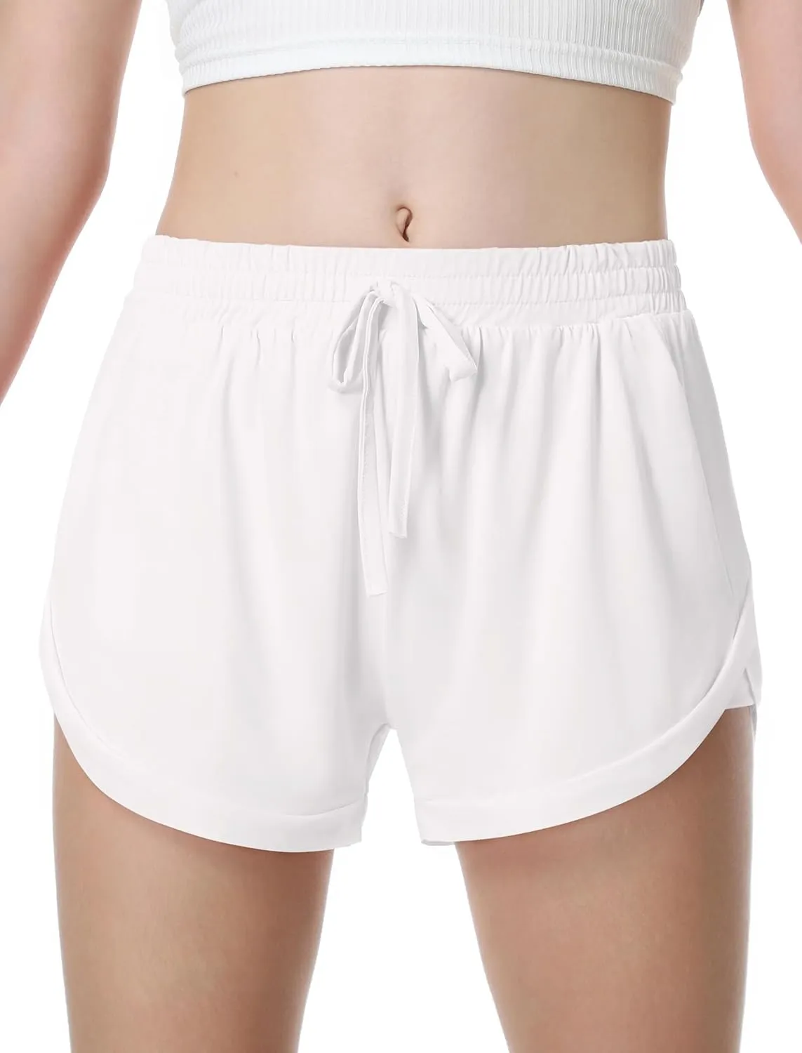 EXARUS Girls Shorts Running Athletic 2 in 1 Workout Dolphin with Pockets Sports Cheer Track for Kids 6-14Y