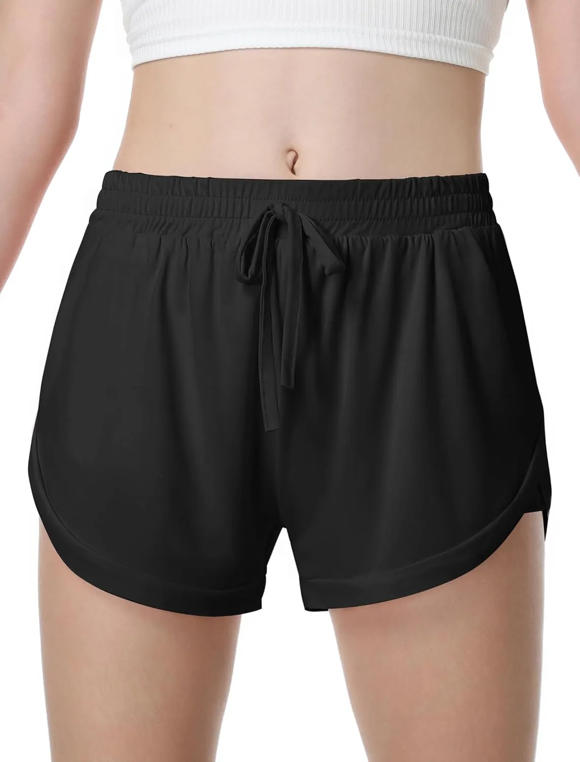 EXARUS Girls Shorts Running Athletic 2 in 1 Workout Dolphin with Pockets Sports Cheer Track for Kids 6-14Y