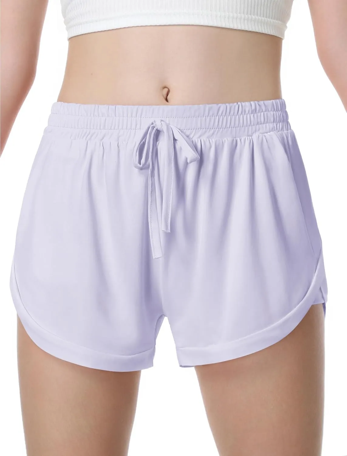 EXARUS Girls Shorts Running Athletic 2 in 1 Workout Dolphin with Pockets Sports Cheer Track for Kids 6-14Y