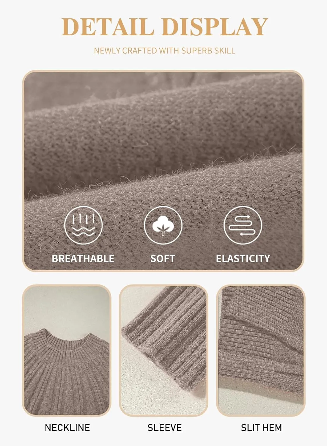 Eytino Womens Plus Size Sweater Casual Long Sleeve Crew Neck Slit Hem Cable Knit Chunky Tunic Jumper Tops(1X-5X)