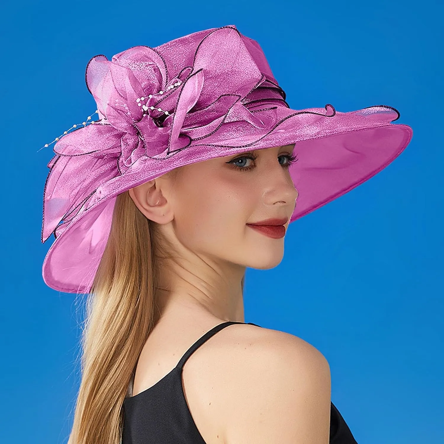 Fascinator Derby Hats for Women 2025 British Organza Church Wide Brim Bridal Tea Party Pearl Floral Bowler Hat Cap