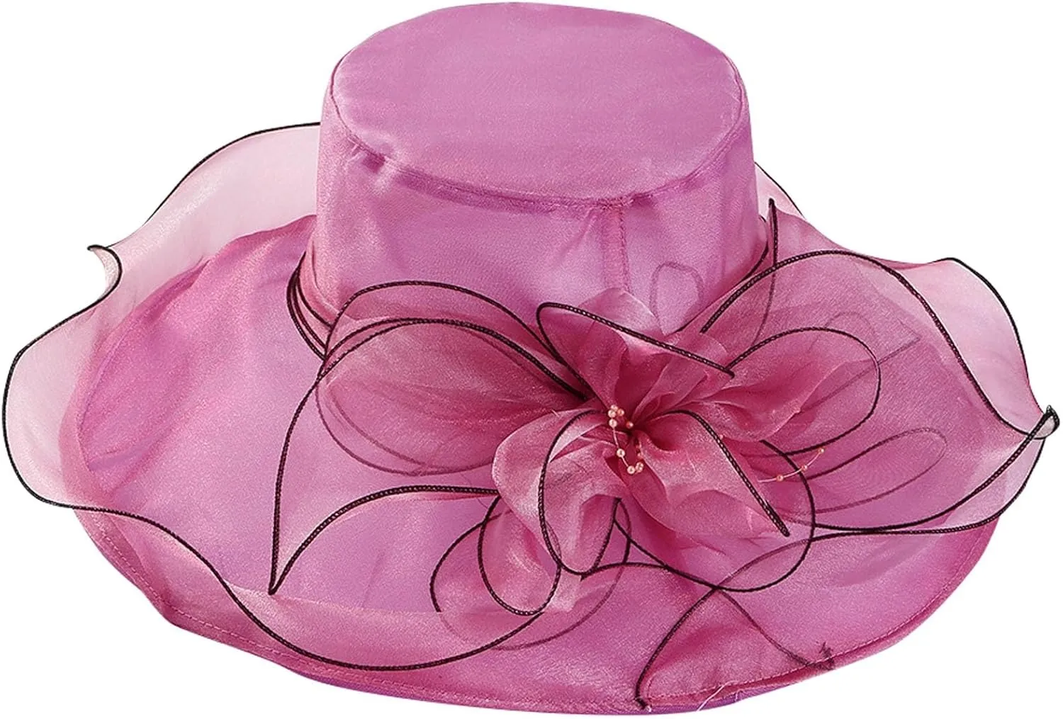 Fascinator Derby Hats for Women 2025 British Organza Church Wide Brim Bridal Tea Party Pearl Floral Bowler Hat Cap