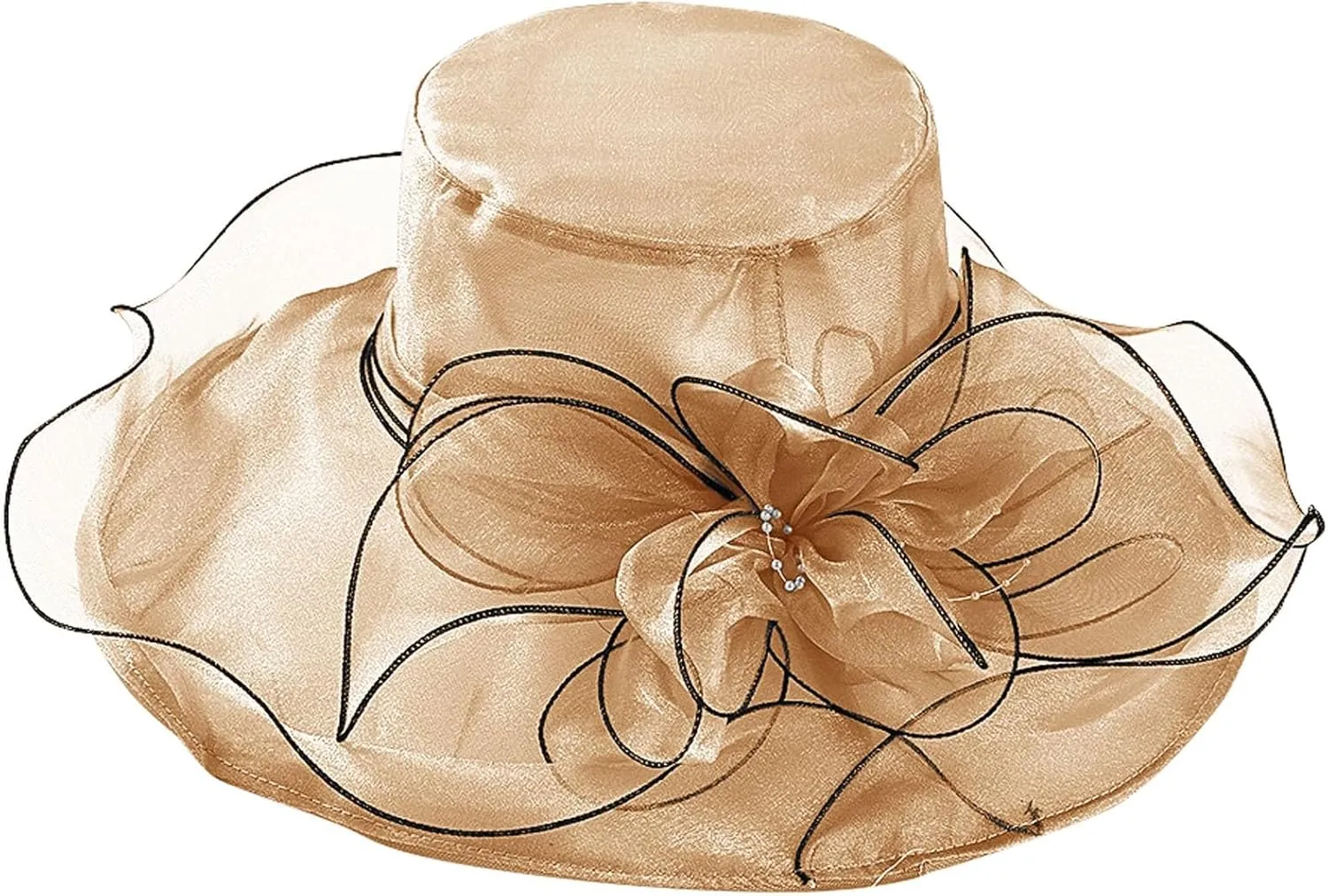 Fascinator Derby Hats for Women 2025 British Organza Church Wide Brim Bridal Tea Party Pearl Floral Bowler Hat Cap