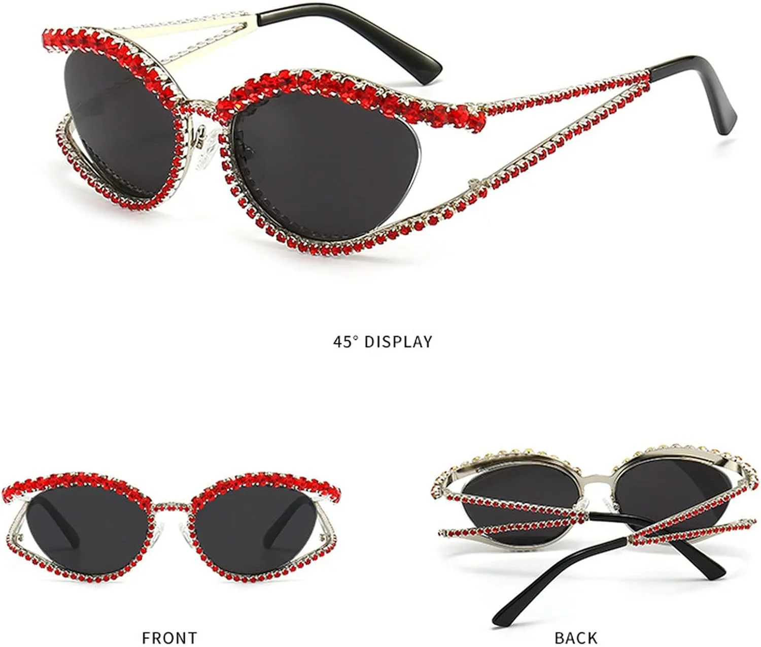 Fashion Full Crystal Shiny Cat Eye Sunglasses For Wome Vintage Luxury Bling Rhinestone Sun Glasses Female Party Eyewear