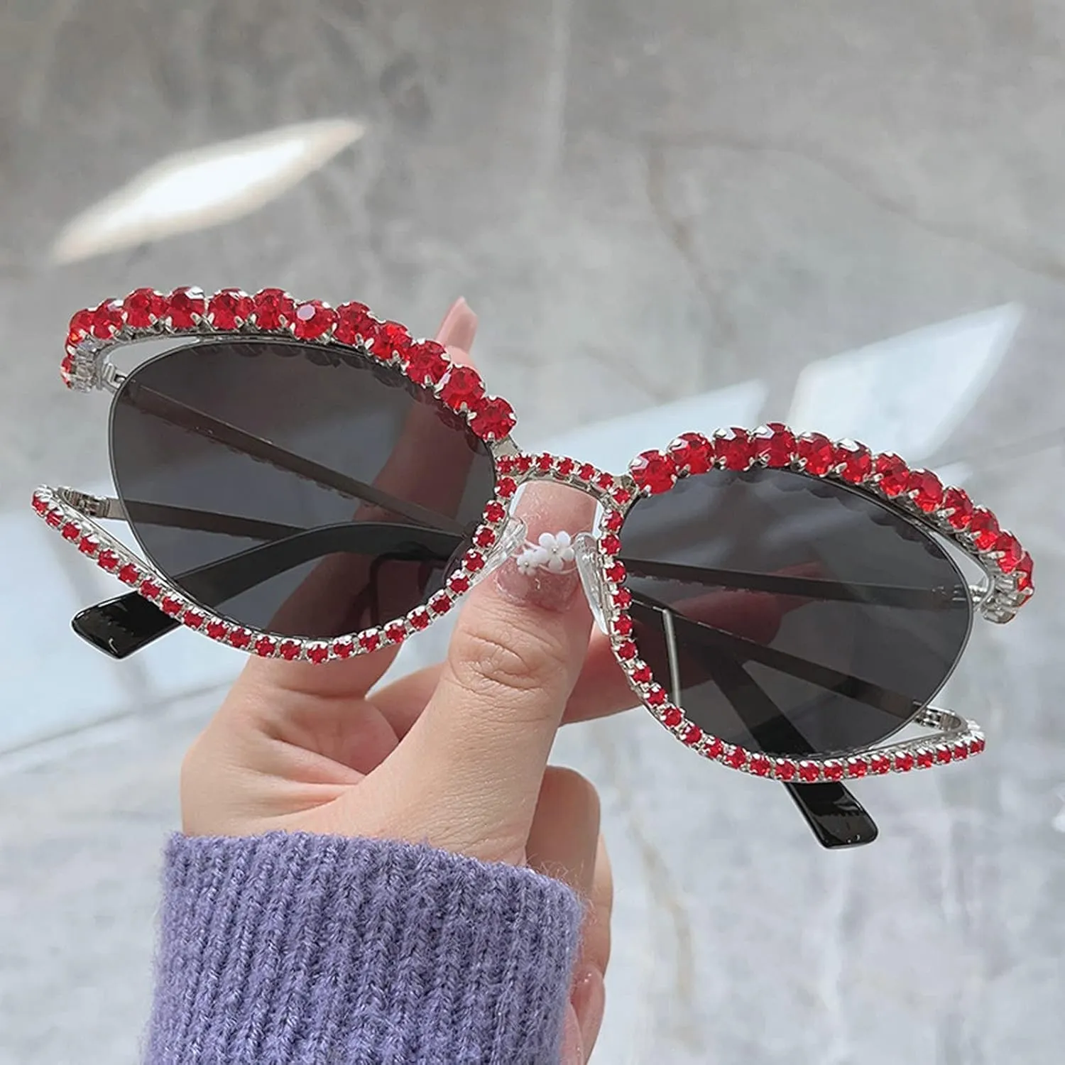Fashion Full Crystal Shiny Cat Eye Sunglasses For Wome Vintage Luxury Bling Rhinestone Sun Glasses Female Party Eyewear