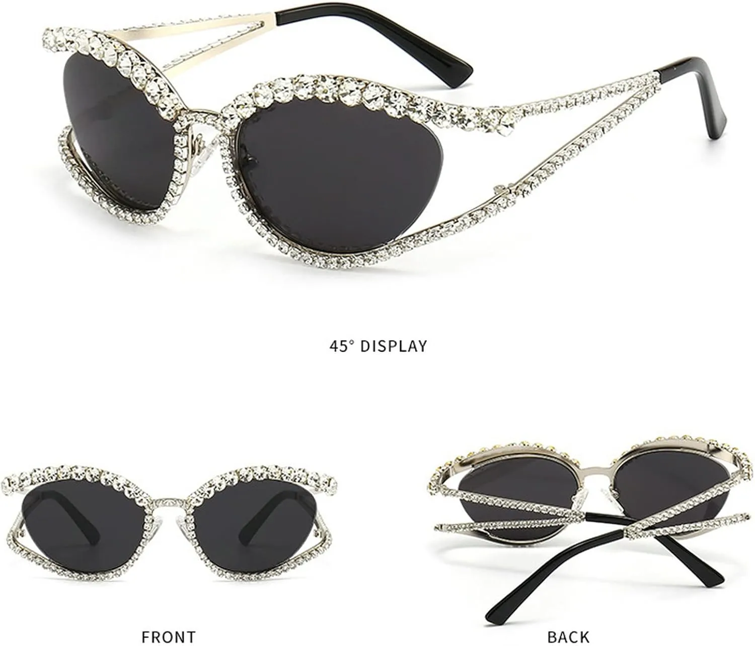 Fashion Full Crystal Shiny Cat Eye Sunglasses For Wome Vintage Luxury Bling Rhinestone Sun Glasses Female Party Eyewear