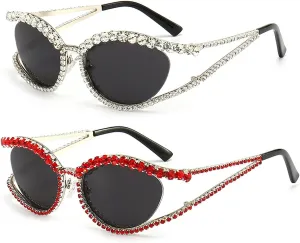 Fashion Full Crystal Shiny Cat Eye Sunglasses For Wome Vintage Luxury Bling Rhinestone Sun Glasses Female Party Eyewear