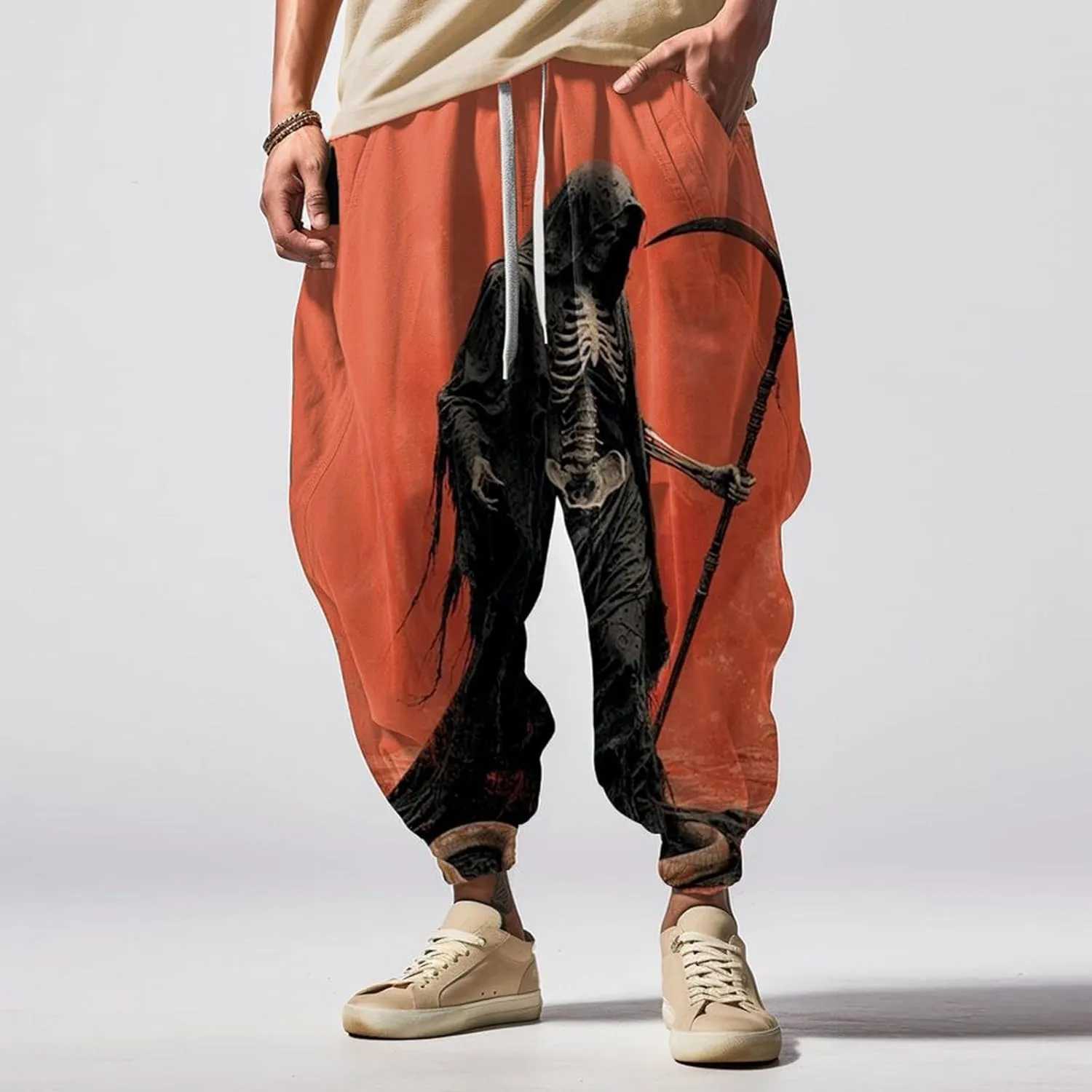 Fashion Solid Color Oversized Tapered Pants Casual Sweatpants Mens Casual Cotton Linen Pant Baggy Pants Renaissance