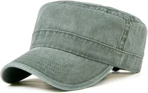 FASHIXD Military Hats for Men Washed Cotton Flat Cap for Outdoor Sports