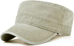 FASHIXD Military Hats for Men Washed Cotton Flat Cap for Outdoor Sports