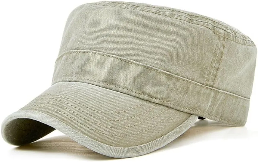 FASHIXD Military Hats for Men Washed Cotton Flat Cap for Outdoor Sports