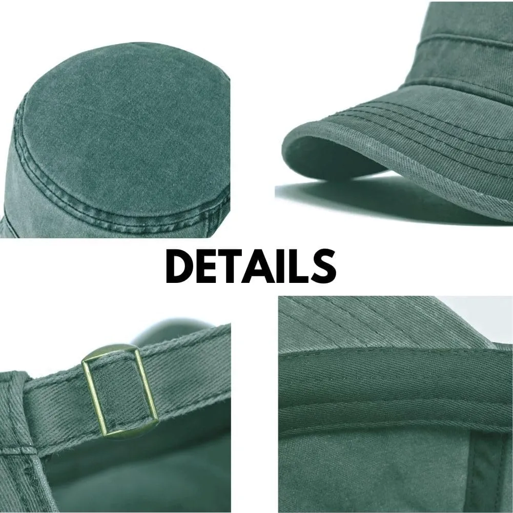 FASHIXD Military Hats for Men Washed Cotton Flat Cap for Outdoor Sports