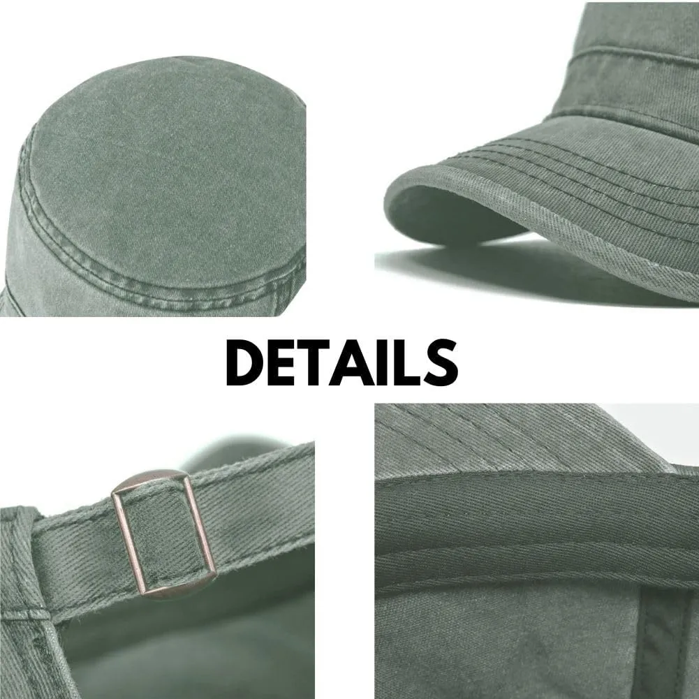 FASHIXD Military Hats for Men Washed Cotton Flat Cap for Outdoor Sports