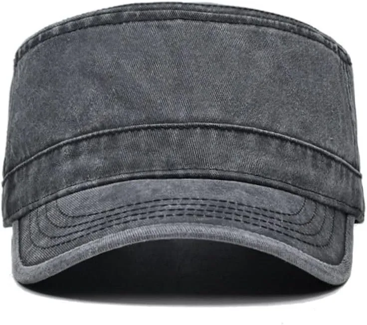 FASHIXD Military Hats for Men Washed Cotton Flat Cap for Outdoor Sports