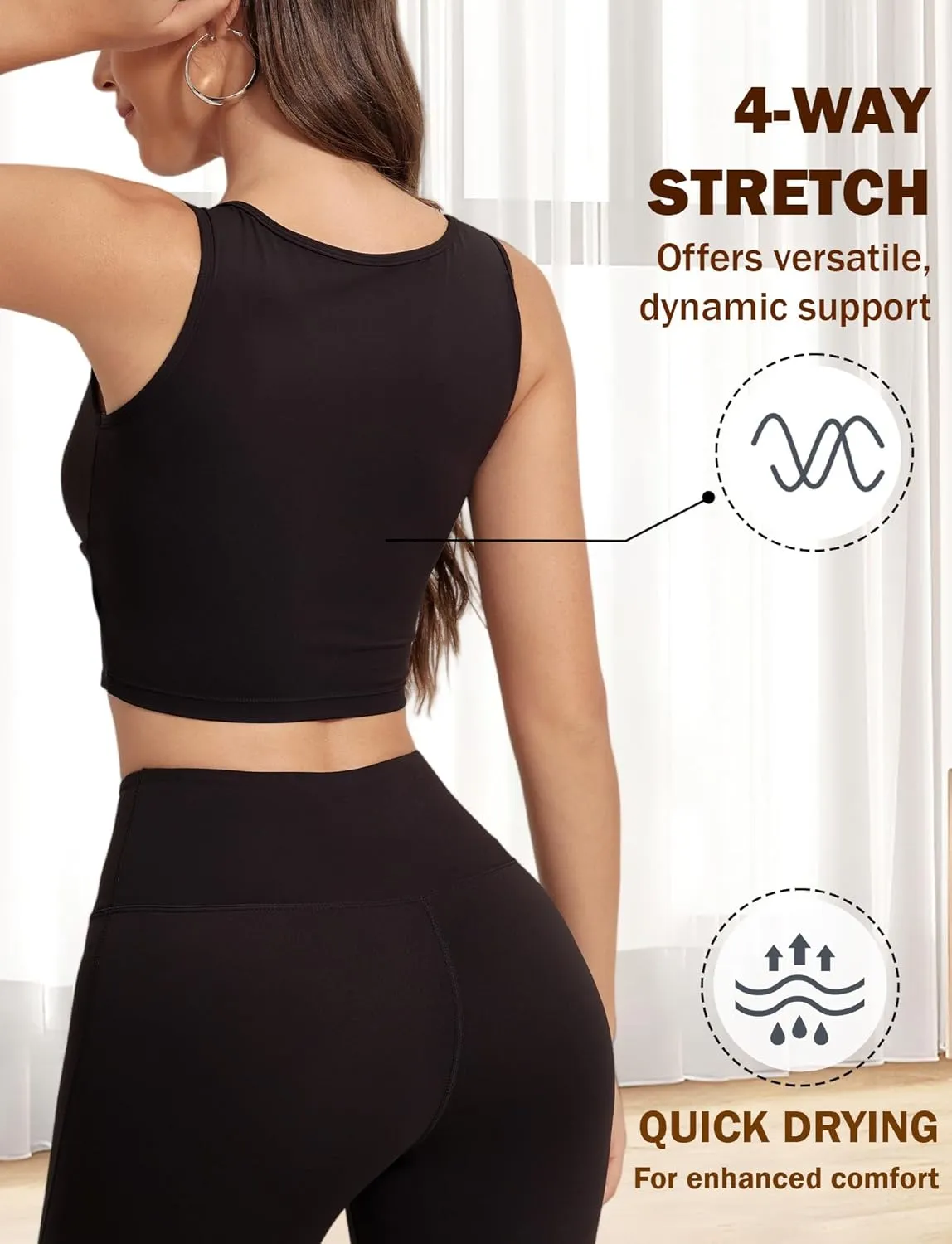 FEOYA Longline Sports Bra for Women Sleeveless Slim Fit Cutout Yoga Workout Cropped Tops Cute Padded Going Out Tank Tops