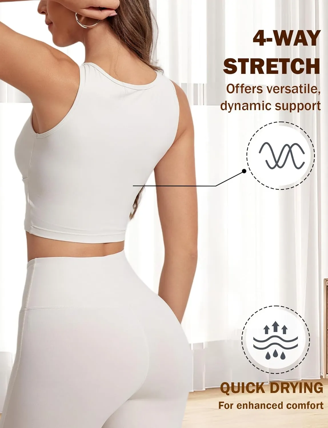 FEOYA Longline Sports Bra for Women Sleeveless Slim Fit Cutout Yoga Workout Cropped Tops Cute Padded Going Out Tank Tops