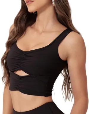 FEOYA Longline Sports Bra for Women Sleeveless Slim Fit Cutout Yoga Workout Cropped Tops Cute Padded Going Out Tank Tops