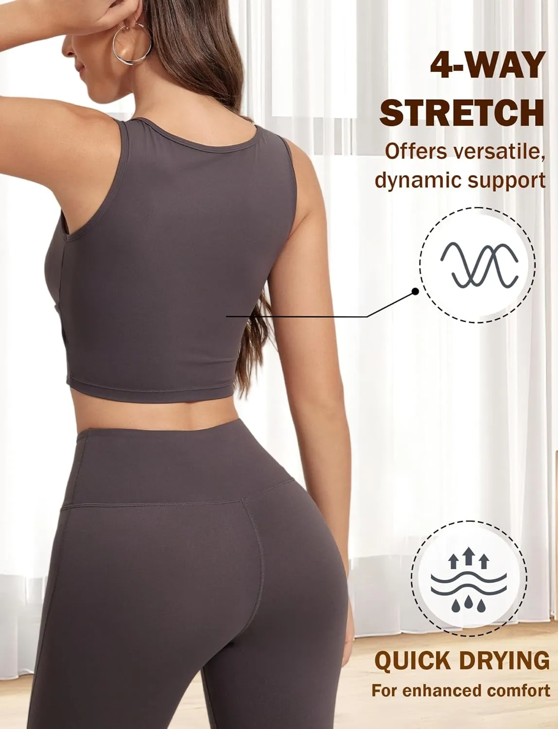 FEOYA Longline Sports Bra for Women Sleeveless Slim Fit Cutout Yoga Workout Cropped Tops Cute Padded Going Out Tank Tops
